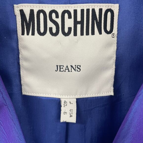 Vintage Moschino Jeans Button Front Purple Metallic Blazer Jacket Womens US 6 - Picture 7 of 7